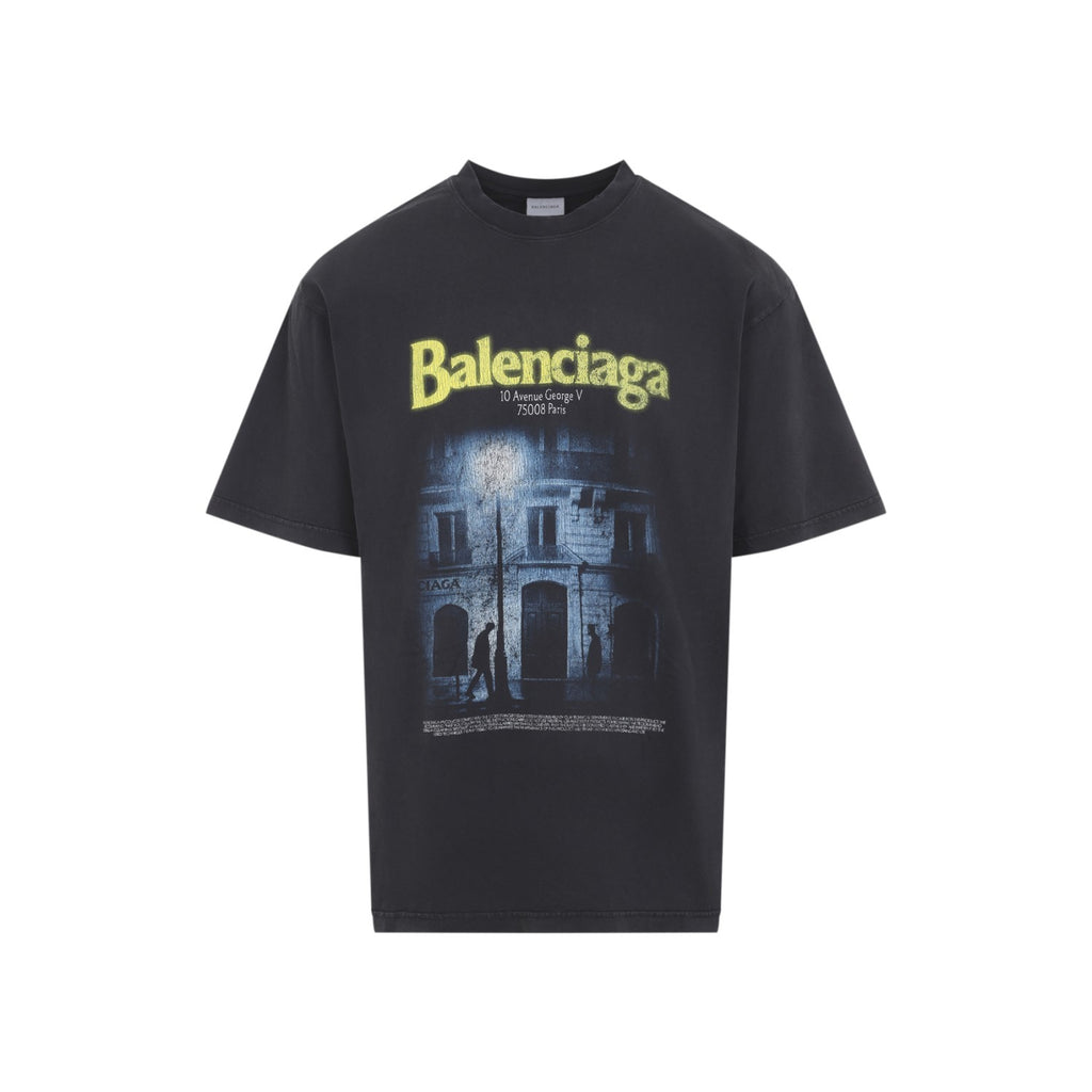 Balenciaga Men's Medium Fit T-Shirt in Faded Washed Black - view 2