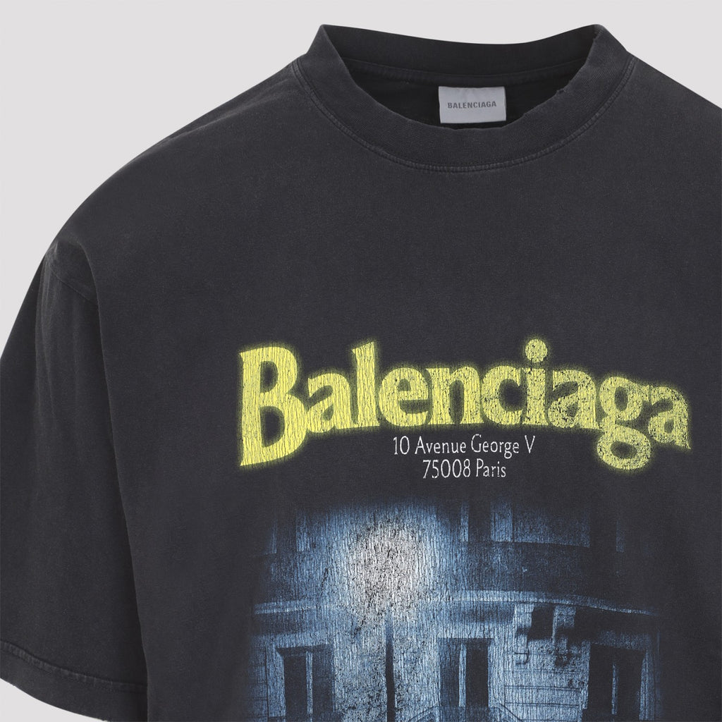 Balenciaga Men's Medium Fit T-Shirt in Faded Washed Black - view 4