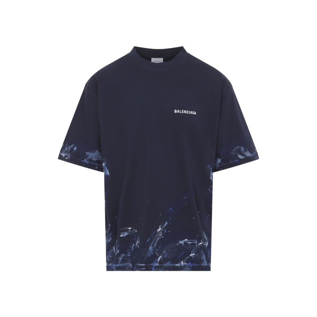 Balenciaga Men's Medium Fit T-Shirt in Navy - view 2