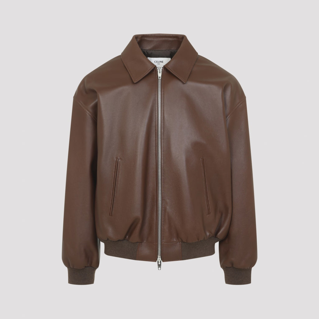 Celine Men's Leather Teddy Jacket in Brown - view 1