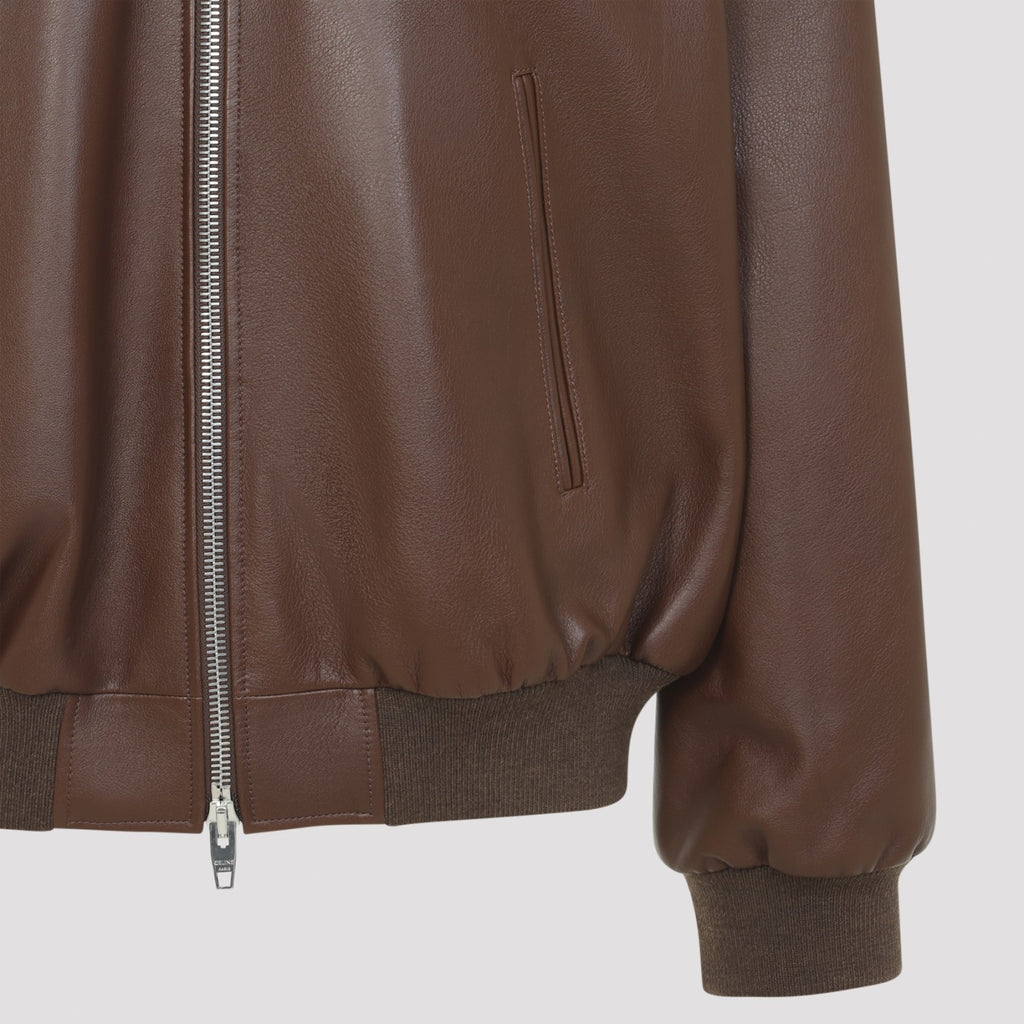 Celine Men's Leather Teddy Jacket in Brown - view 3