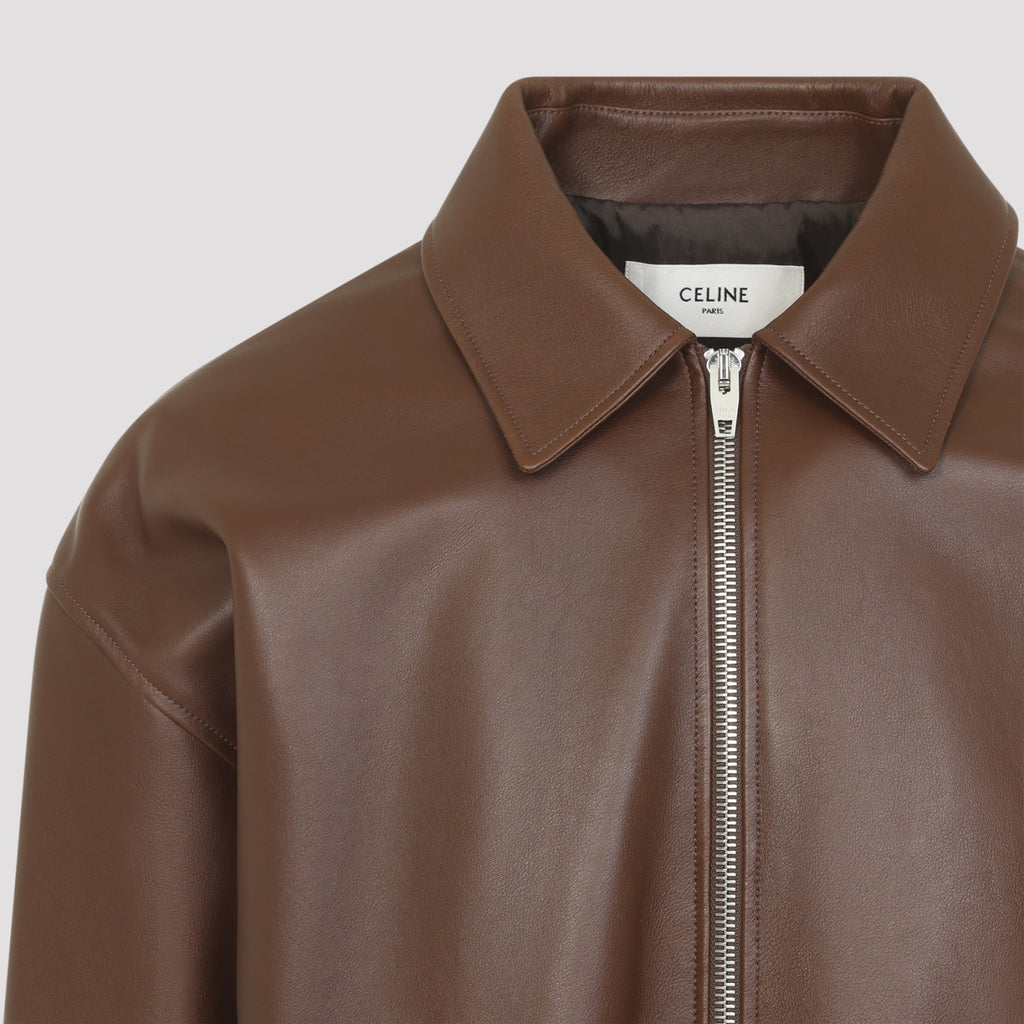 Celine Men's Leather Teddy Jacket in Brown - view 4