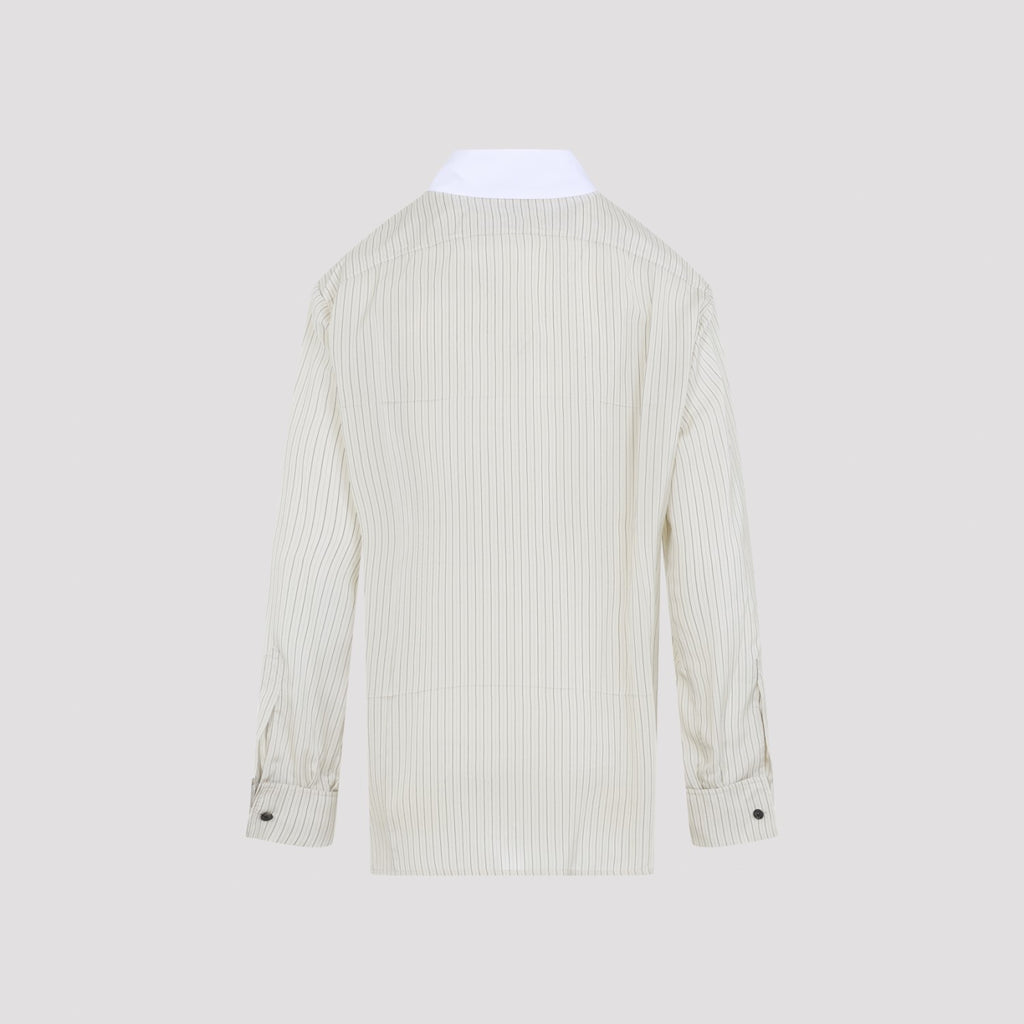 Bottega Veneta Women's Striped Viscose Shirt in Parchment - view 3