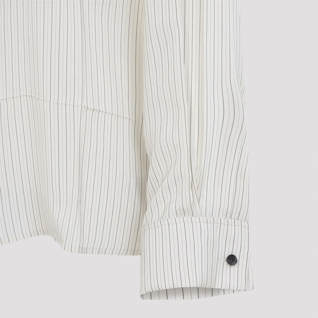 Bottega Veneta Women's Striped Viscose Shirt in Parchment - view 5