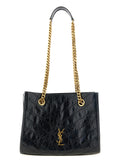 Saint Laurent Women's Niki Small Leather Shopping Bag in Black