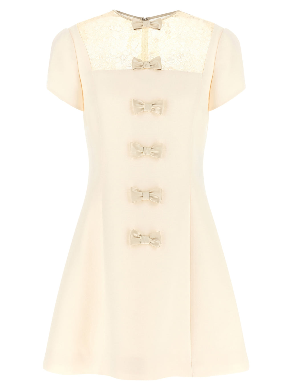 Valentino Garavani Women's Wool Silk Bow Mini Dress in White
