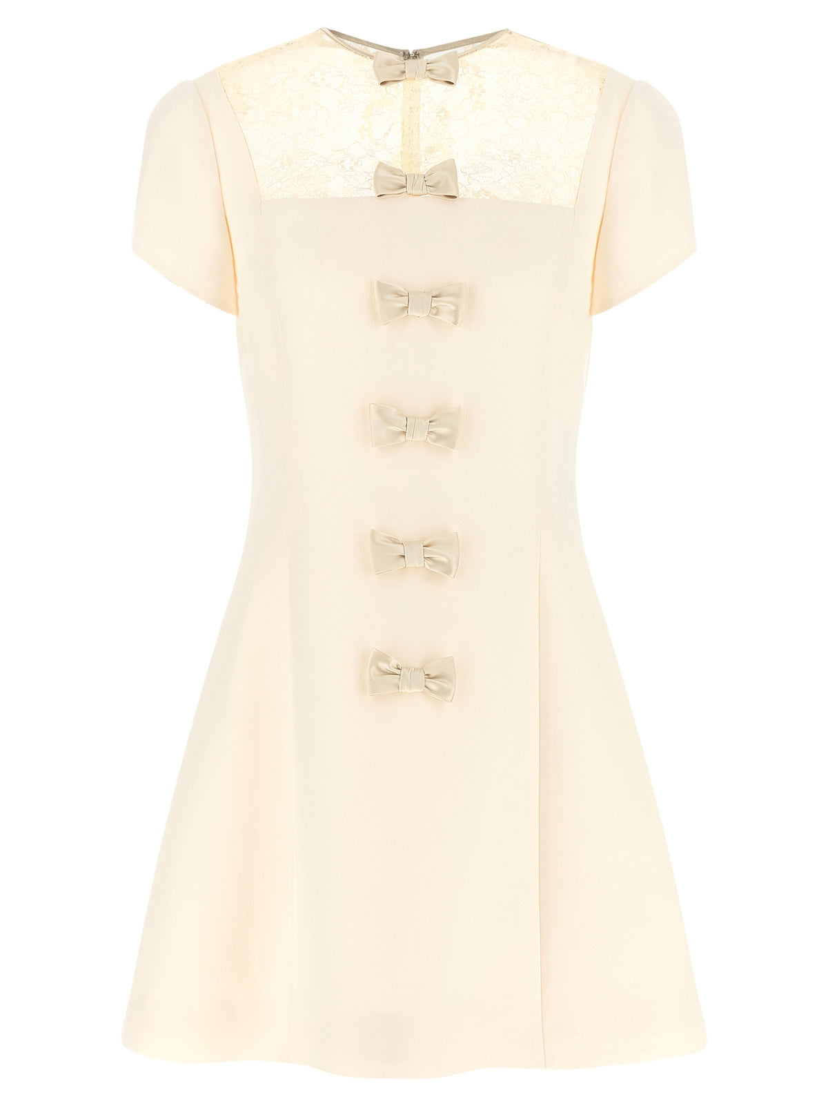Valentino Garavani Women's Wool Silk Bow Mini Dress in White