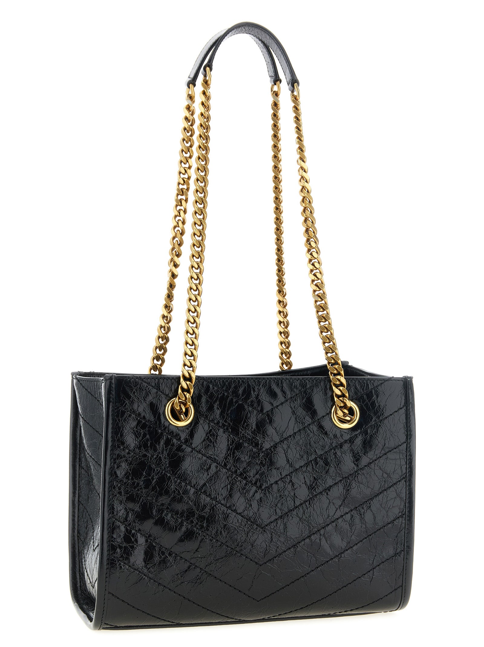 Saint Laurent Women's Niki Small Leather Shopping Bag in Black