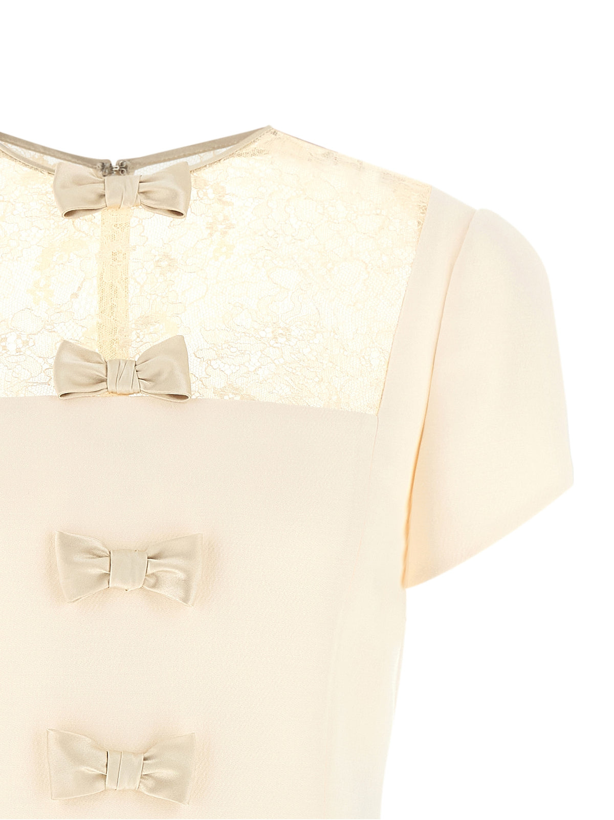 Valentino Garavani Women's Wool Silk Bow Mini Dress in White