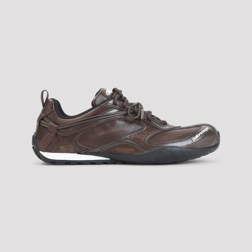 Balenciaga Men's Radar Leather Sneakers in Brown Black