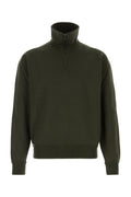Loro Piana Men's Whitney Cashmere Polo Sweatshirt in Army Green / Pine Grove