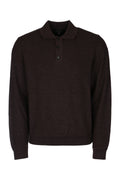 Loro Piana Men's Gokarna Wool Polo Sweatshirt in Brown