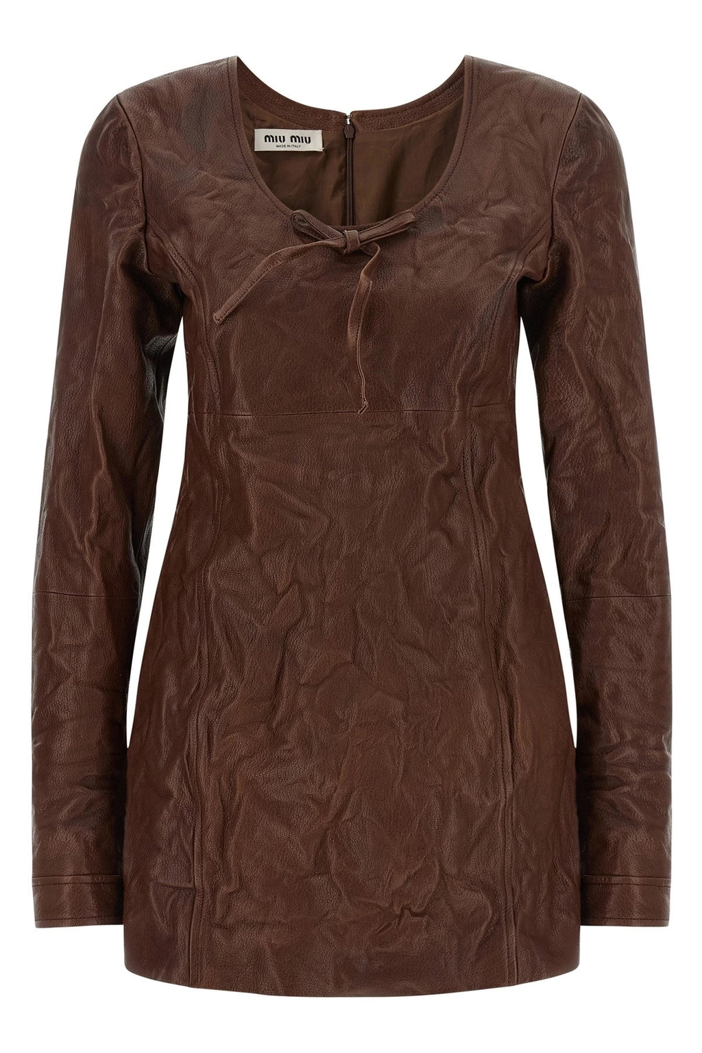MIU MIU Women's Vintage Leather Dress in Brown