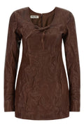 MIU MIU Women's Vintage Leather Dress in Brown
