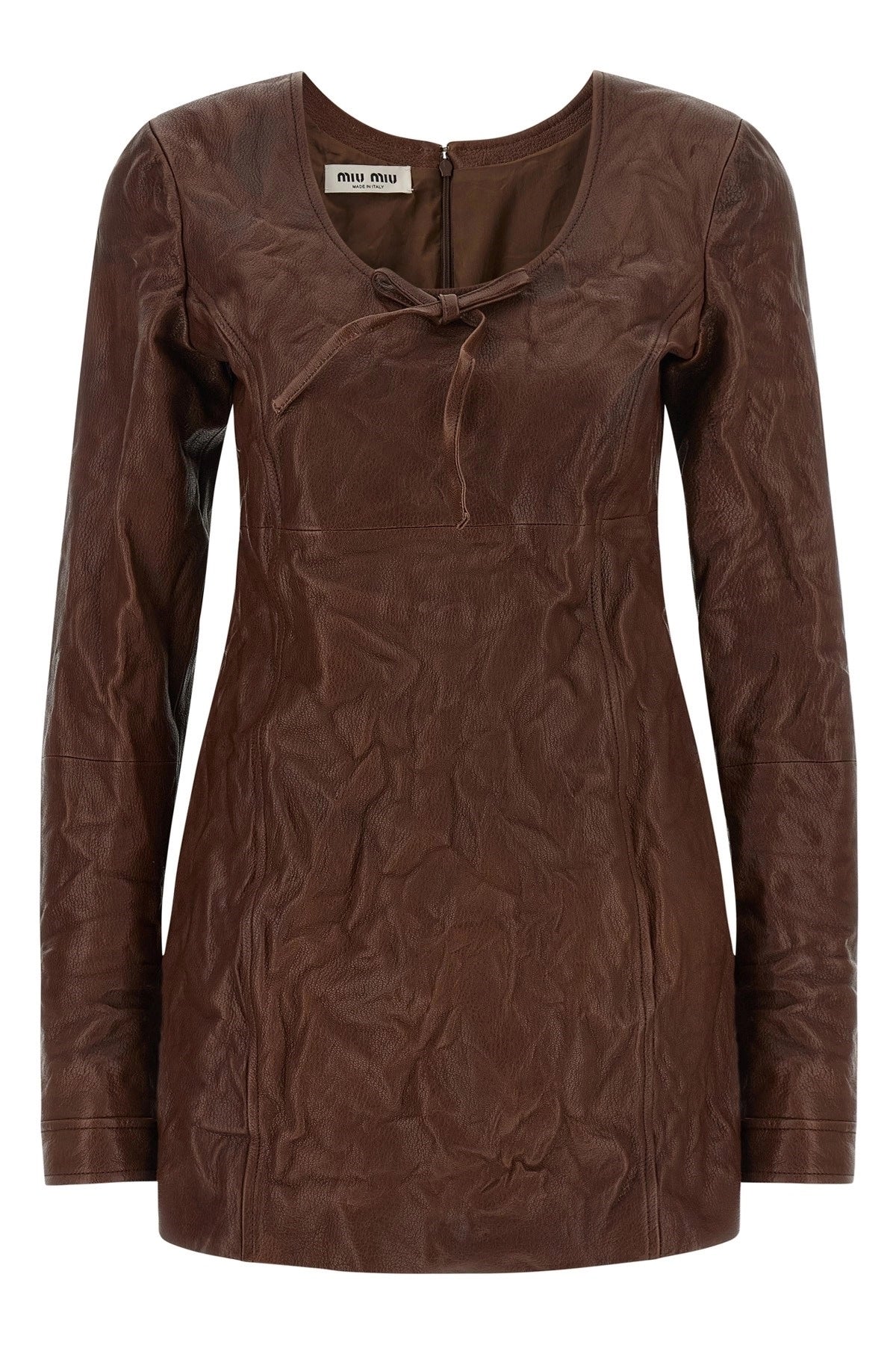 MIU MIU Women's Vintage Leather Dress in Brown