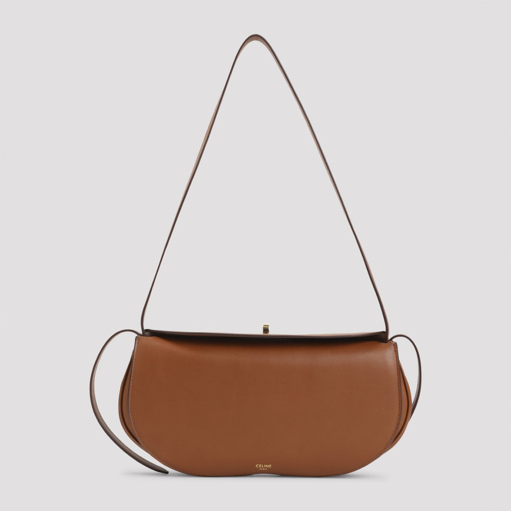 Celine Women's Hot Dog Leather Shoulder Bag in Tan