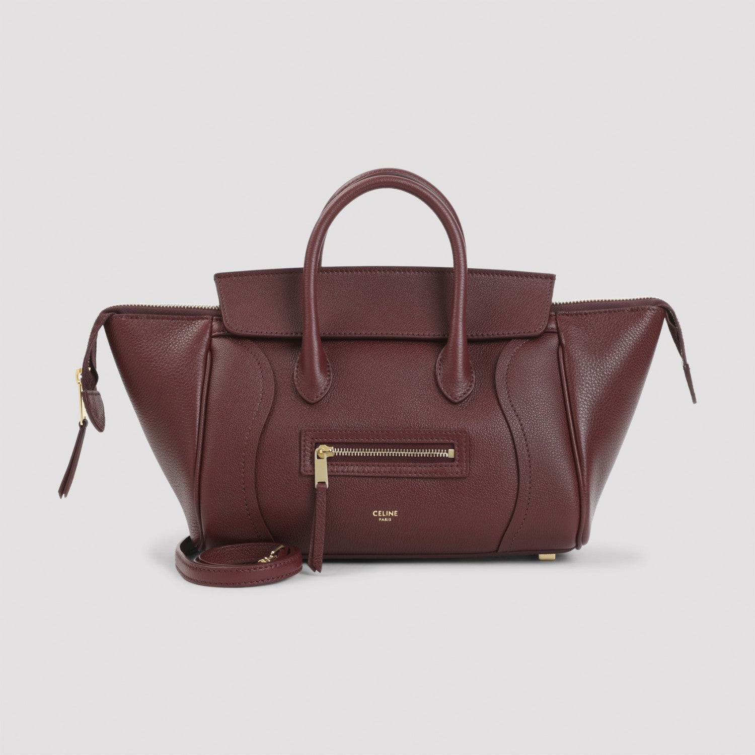 Celine Women's Small New Luggage Leather Shoulder Bag in Syrah
