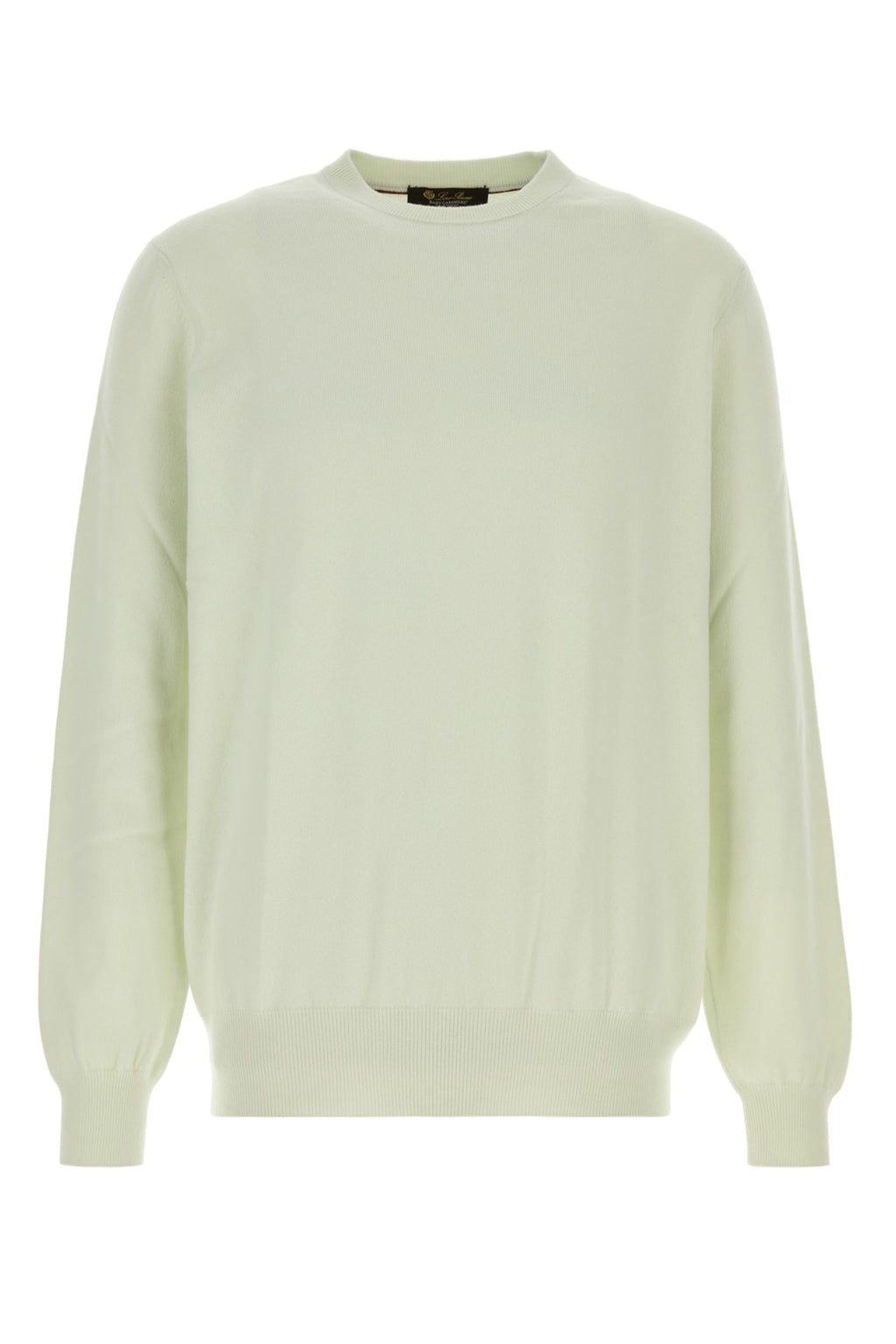 Loro Piana Girocollo Classic Baby Cashmere Sweater in Light Green / Snow Waterfall