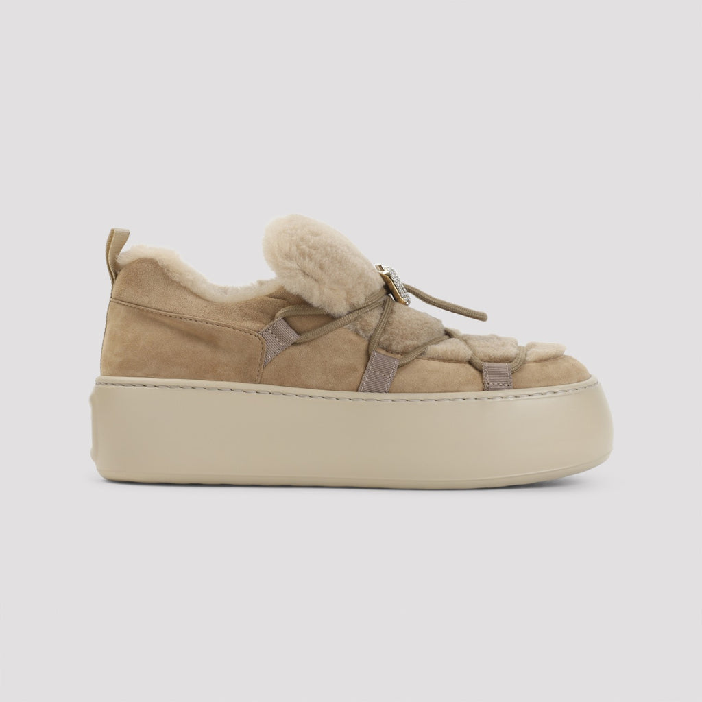 Roger Vivier Women's Suede Lace-Up Boots in Tobacco