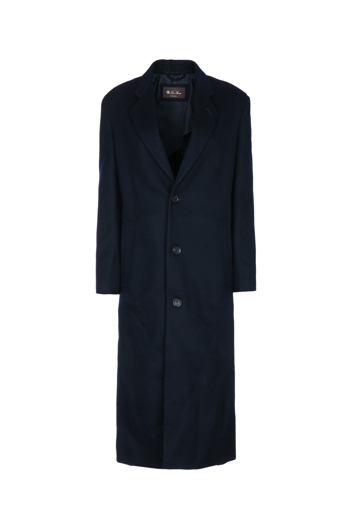Loro Piana Women's Lenny Wool Coat in Navy Blue