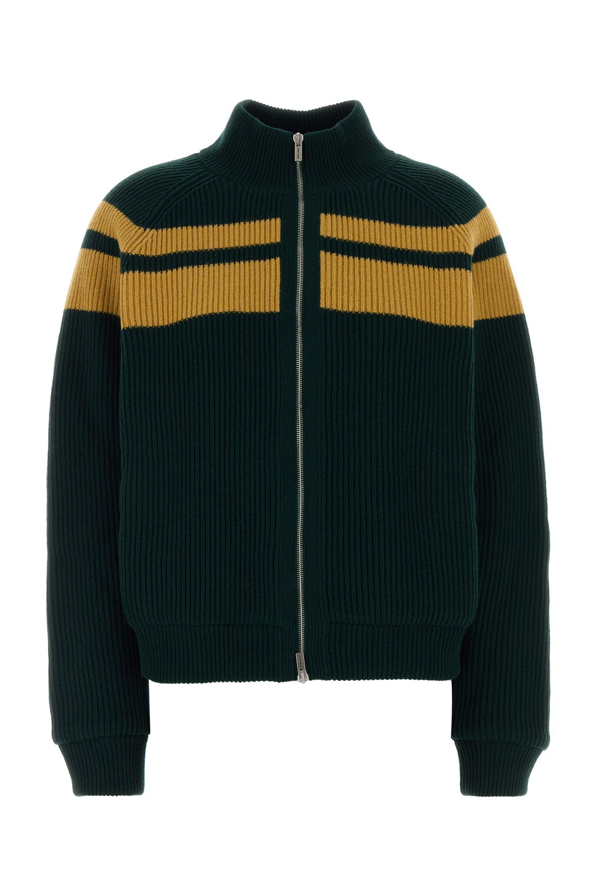 MIU MIU Women's Bottle Green Wool Cardigan