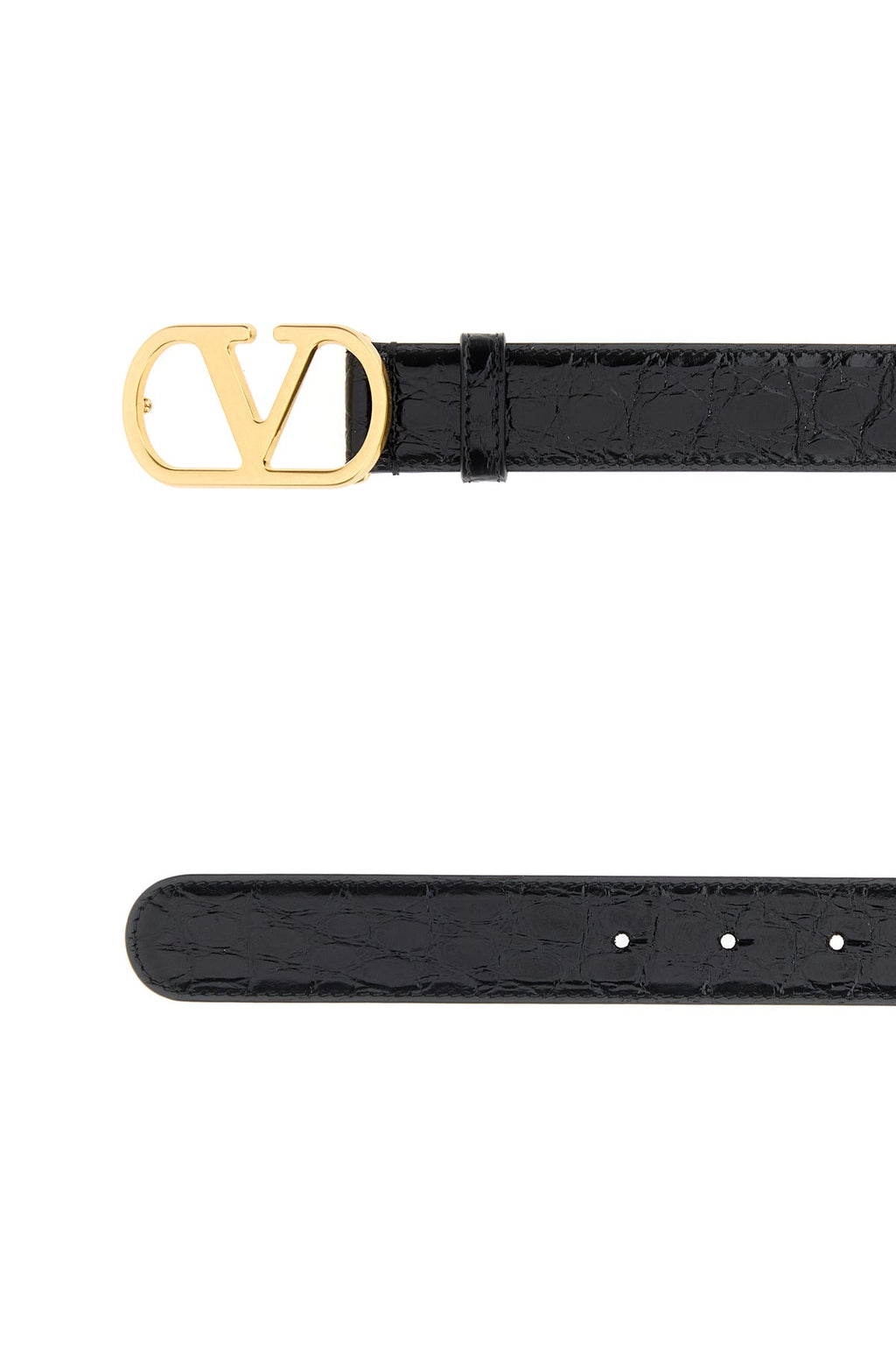 Valentino Garavani Men's Crocodile Leather Belt in Black