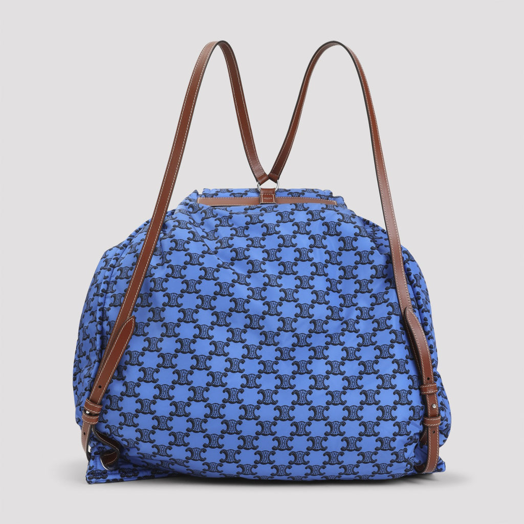 Celine Men's Padded Nylon Backpack in Ultra Blue Black