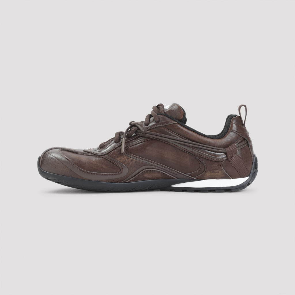 Balenciaga Men's Radar Leather Sneakers in Brown Black