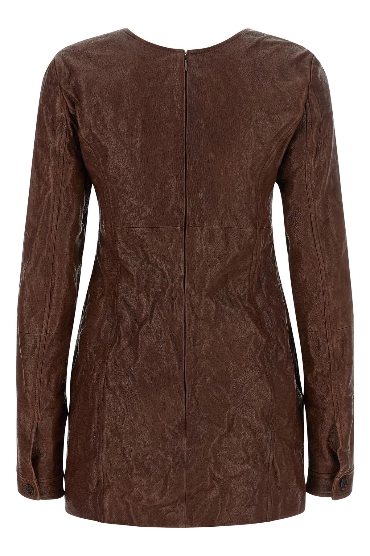 MIU MIU Women's Vintage Leather Dress in Brown