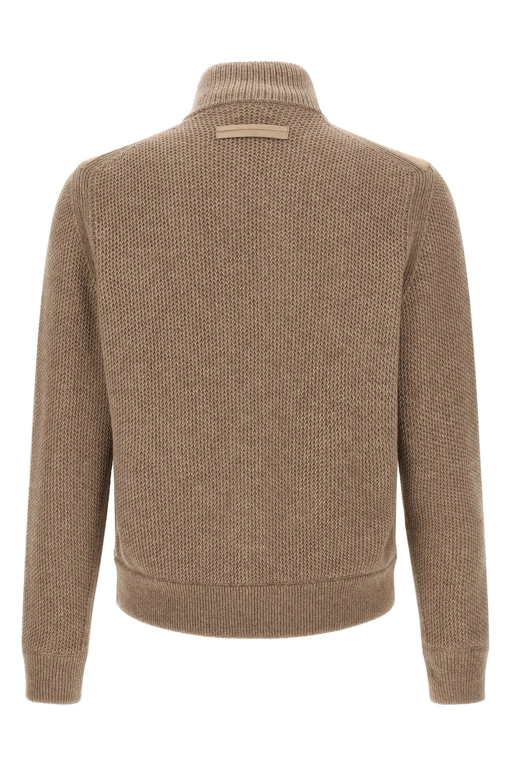 ZEGNA Men's Suede Panel Cardigan in Beige