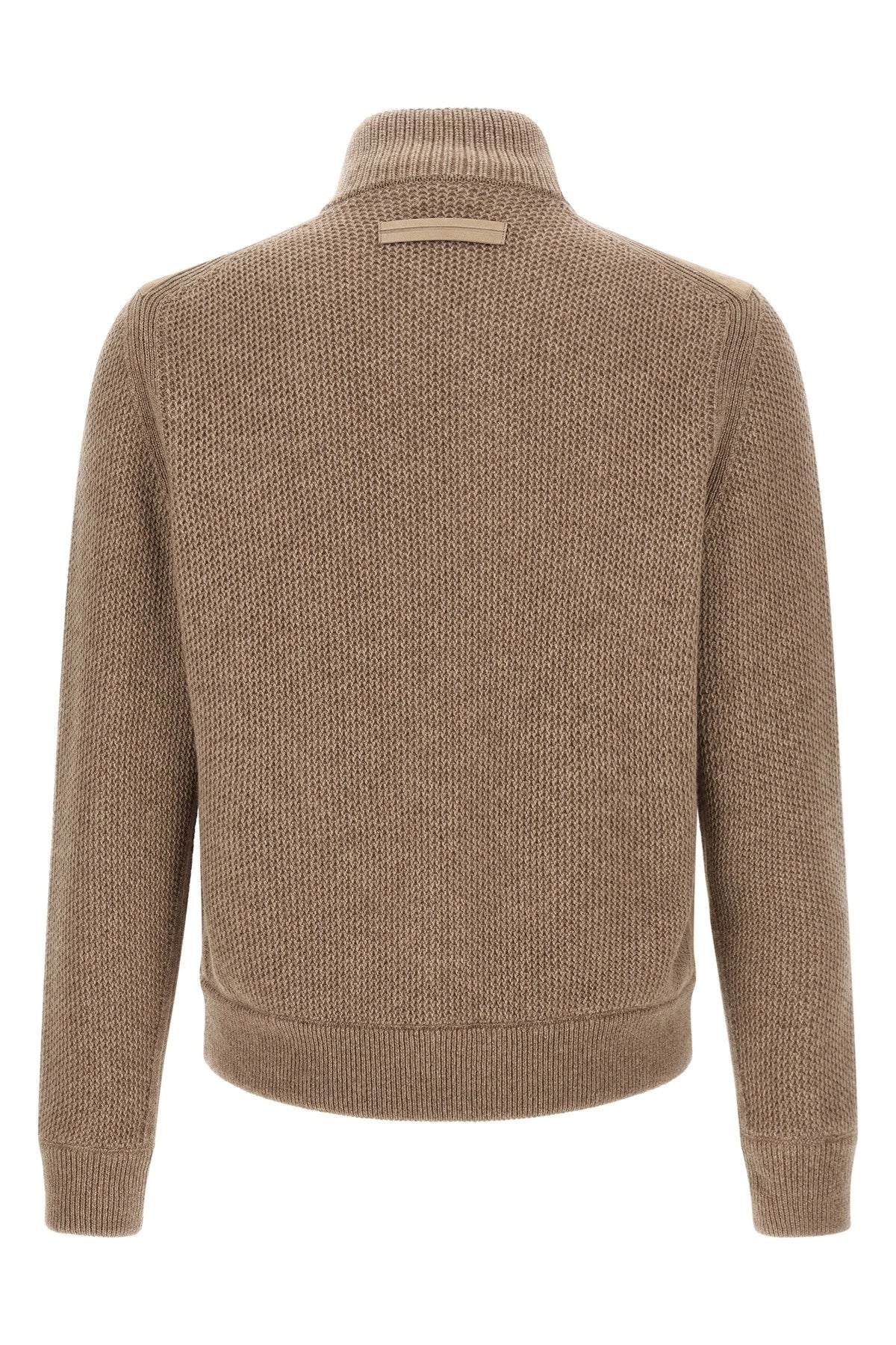 ZEGNA Men's Suede Panel Cardigan in Beige