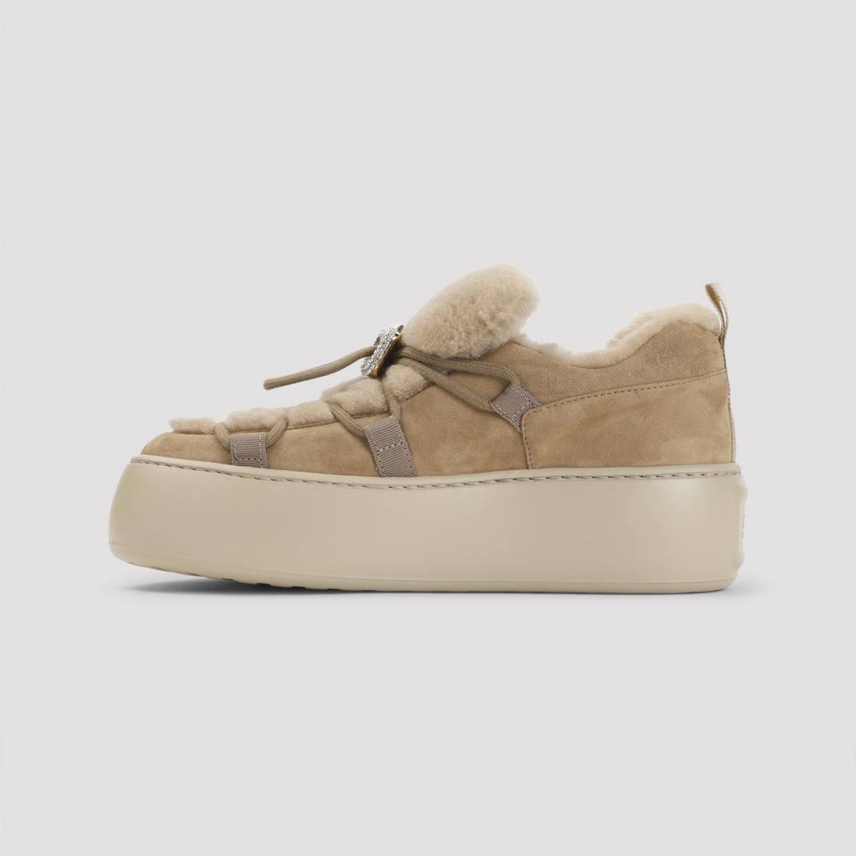 Roger Vivier Women's Suede Lace-Up Boots in Tobacco