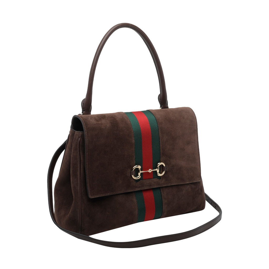 Gucci Women's Horsebit Leather Handbag in Brown