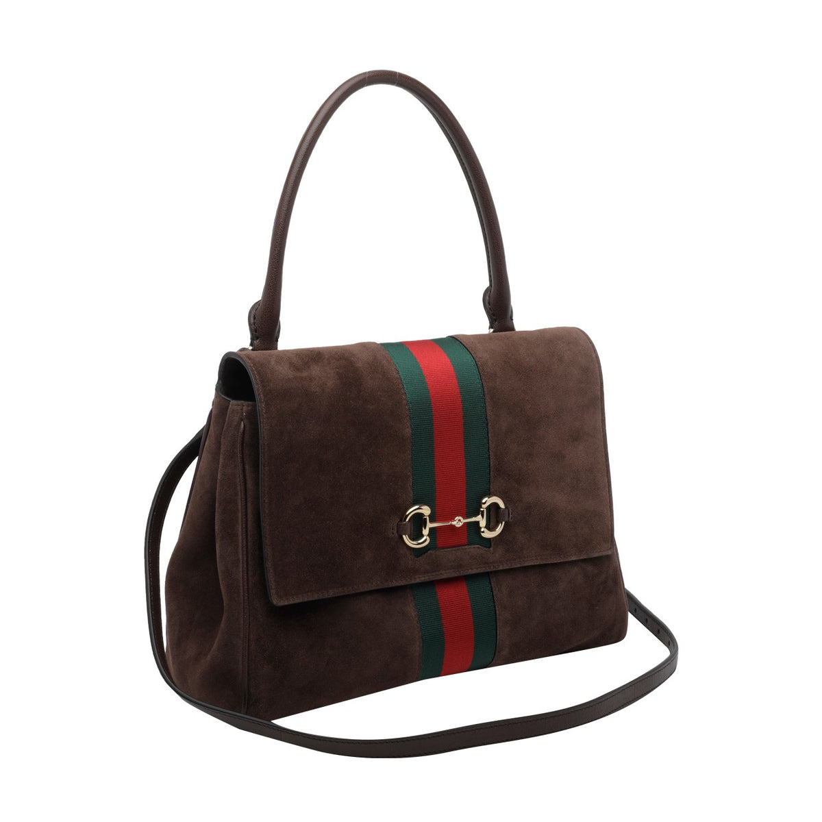 Gucci Women's Horsebit Leather Handbag in Brown