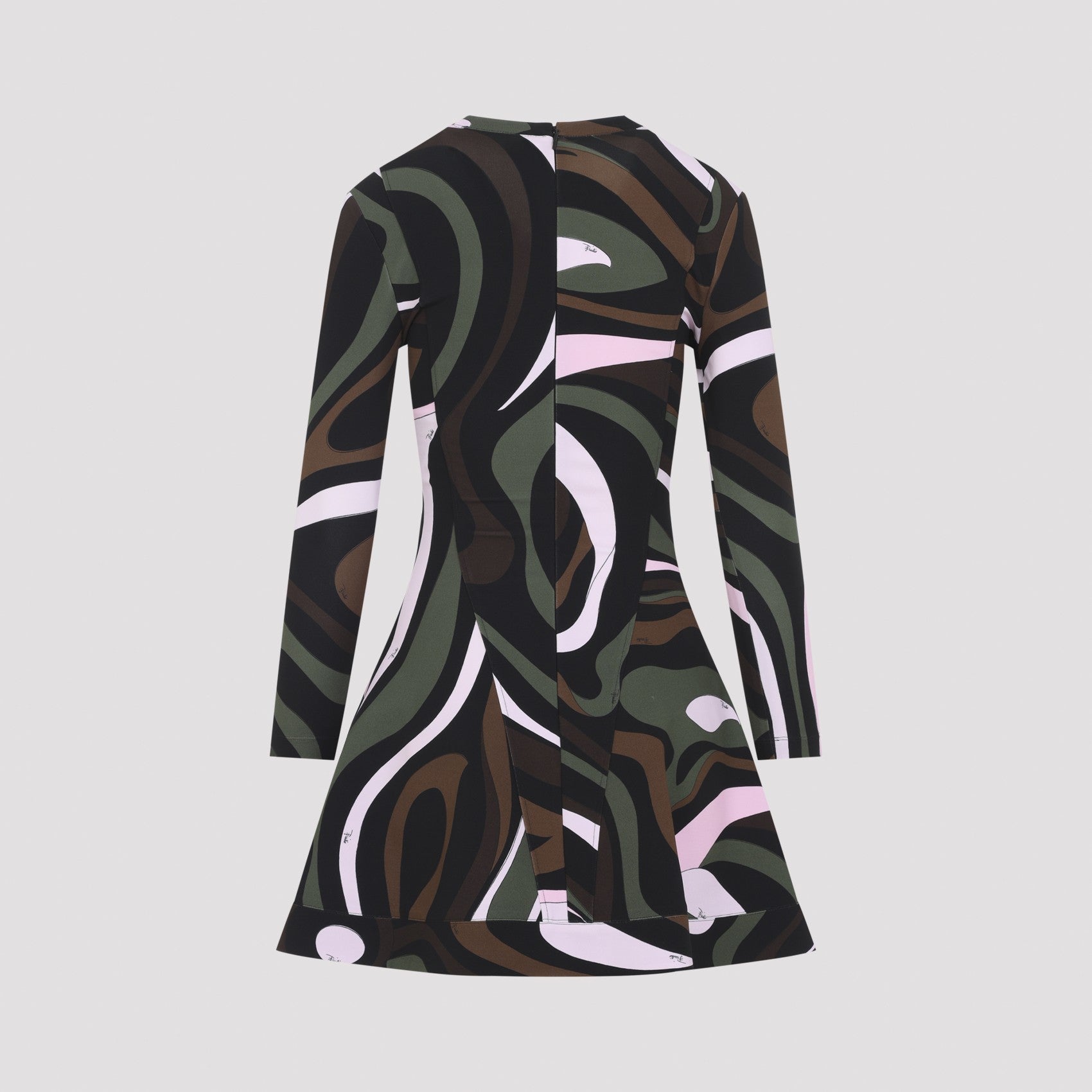 Pucci Women's Viscose Long Sleeve Mini Dress in Khaki Pink