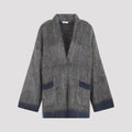 Brunello Cucinelli Women's Mohair Jacquard Cardigan in Grey-Blue