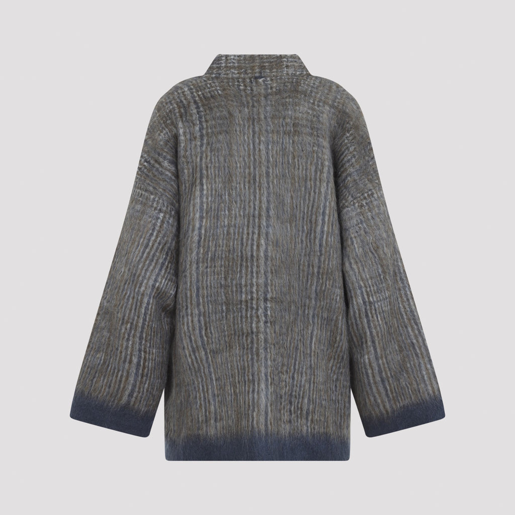 Brunello Cucinelli Women's Mohair Jacquard Cardigan in Grey-Blue