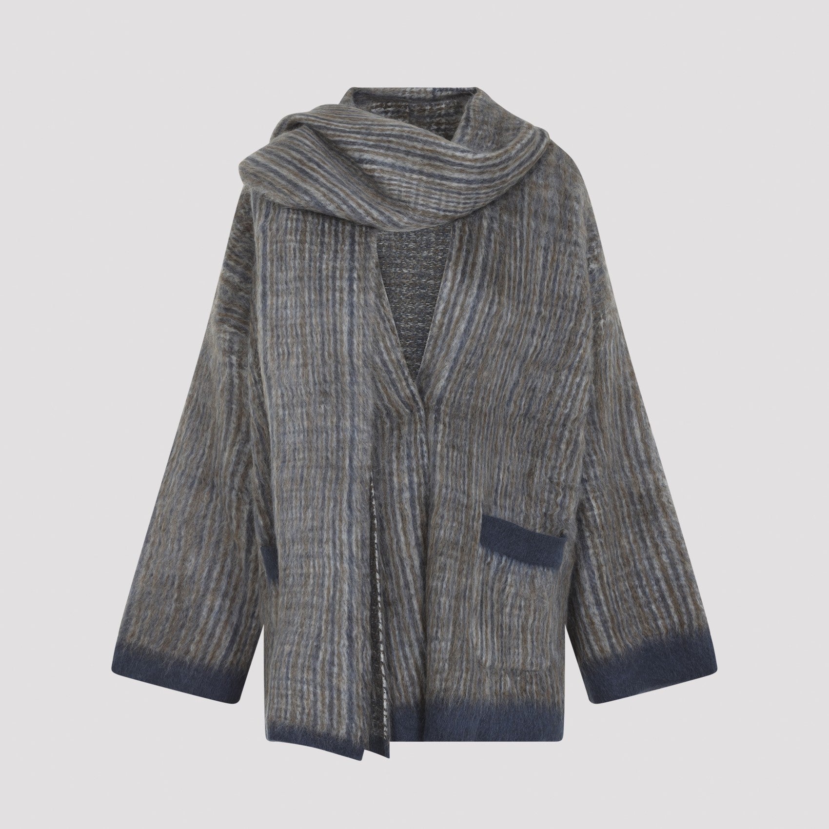 Brunello Cucinelli Women's Mohair Jacquard Cardigan in Grey-Blue