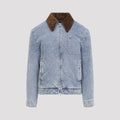 Ami Paris Men's Cotton ADC Zipped Jacket in Used Blue