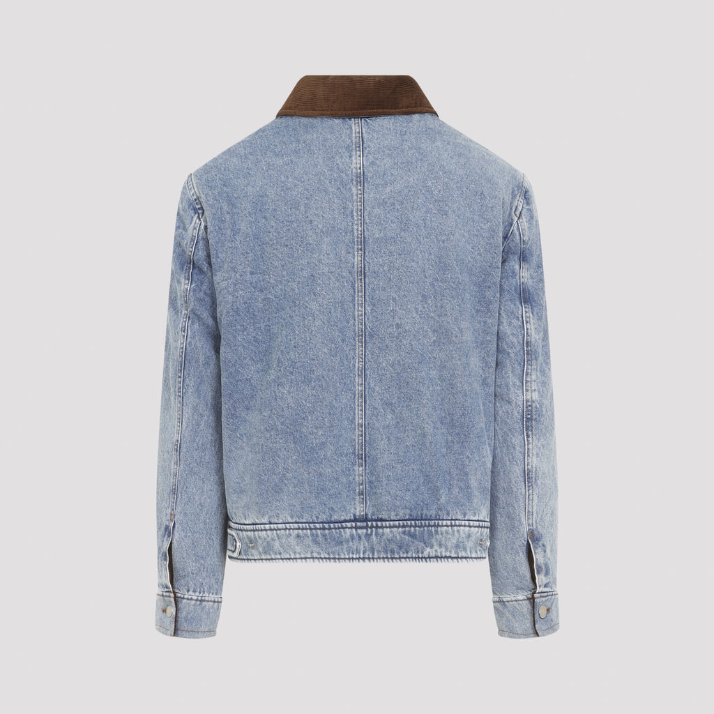 Ami Paris Men's Cotton ADC Zipped Jacket in Used Blue