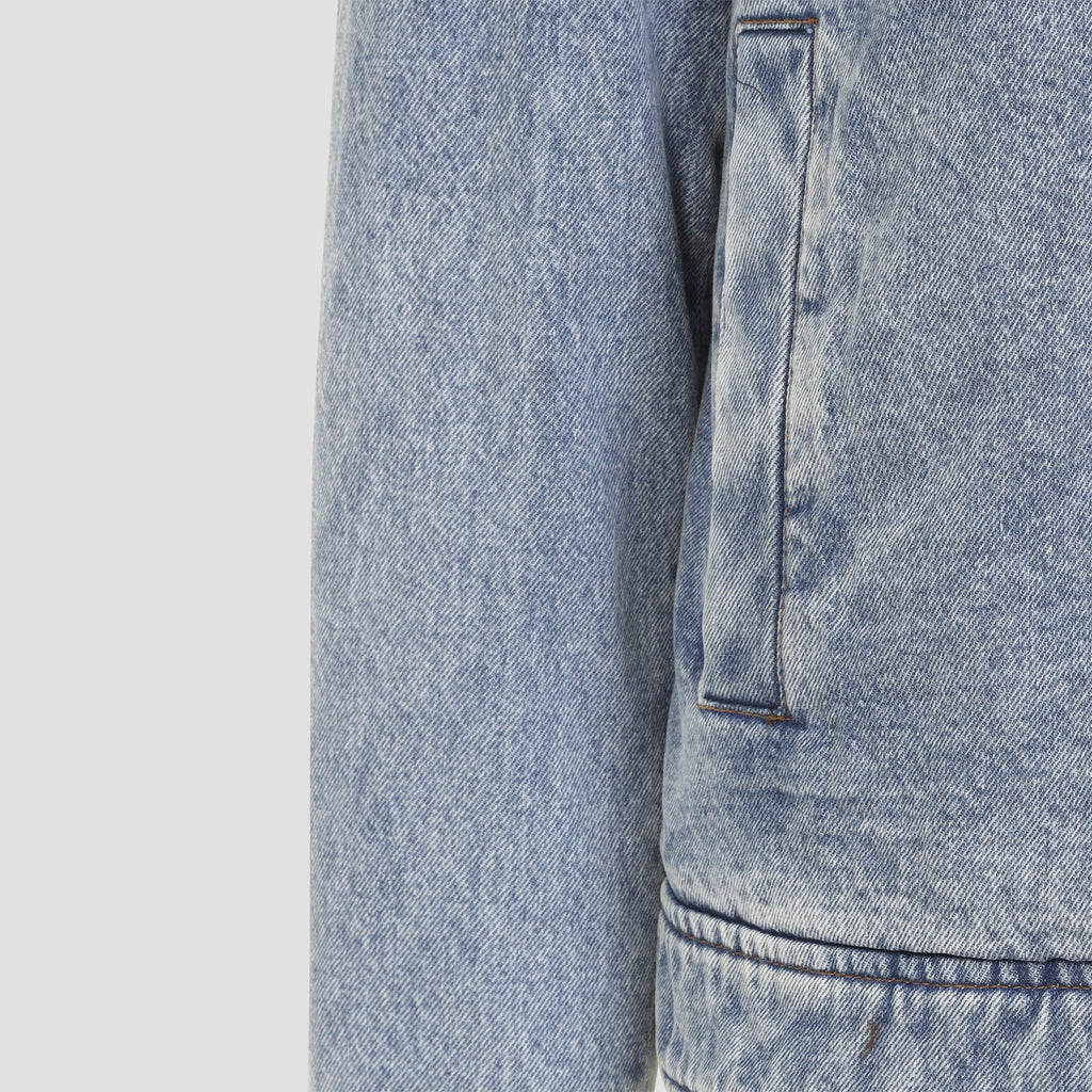 Ami Paris Men's Cotton ADC Zipped Jacket in Used Blue