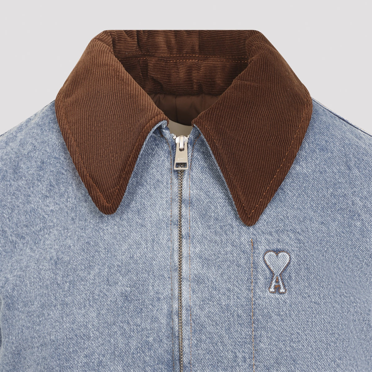 Ami Paris Men's Cotton ADC Zipped Jacket in Used Blue