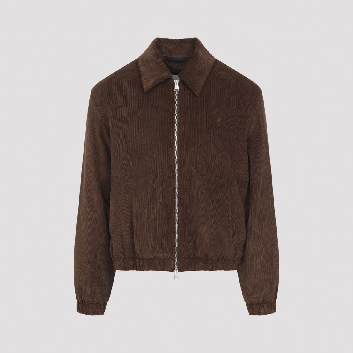 Ami Paris Men's Cotton ADC Zipped Jacket in Chocolate Brown
