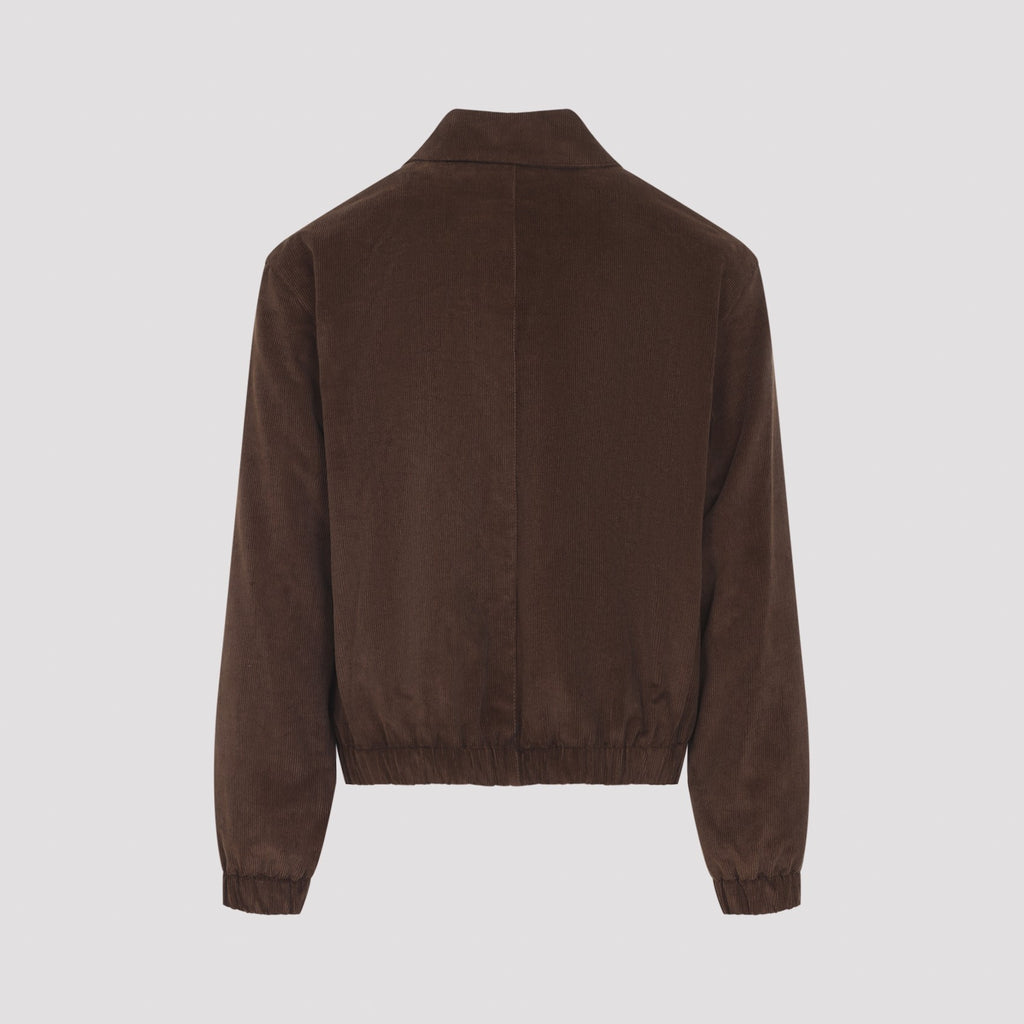 Ami Paris Men's Cotton ADC Zipped Jacket in Chocolate Brown