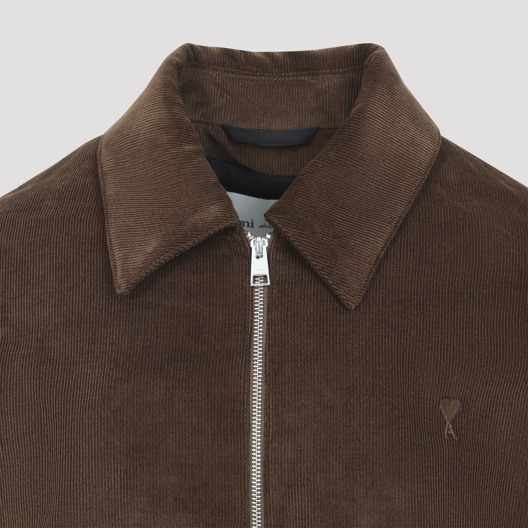 Ami Paris Men's Cotton ADC Zipped Jacket in Chocolate Brown
