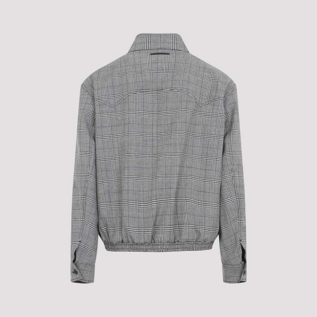 Marni Men's Wool Bomber Jacket in Black/White Check