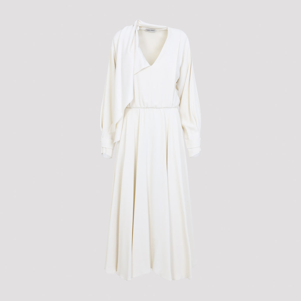 Alberta Ferretti Women's Viscose Satin Dress in Ivory