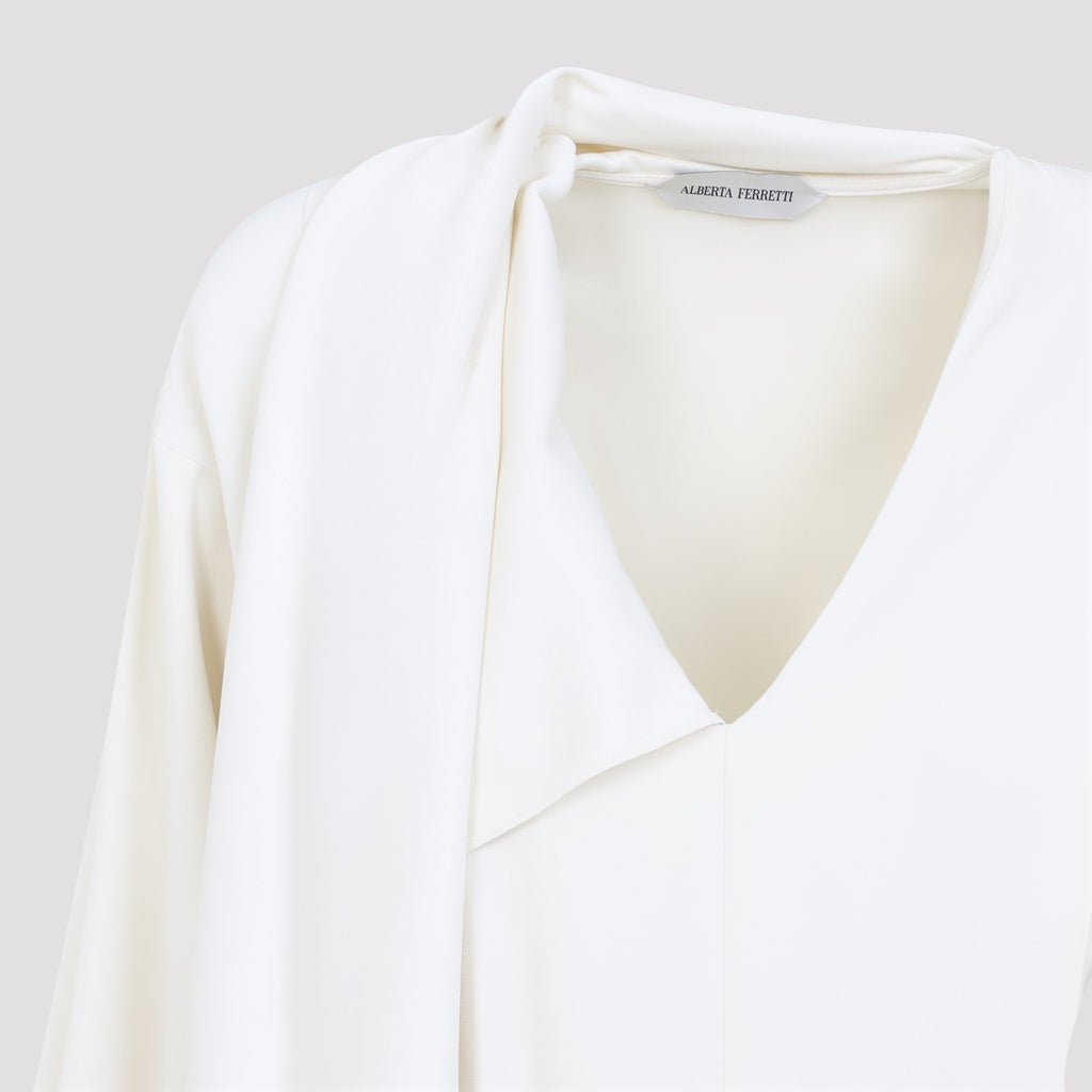 Alberta Ferretti Women's Viscose Satin Dress in Ivory
