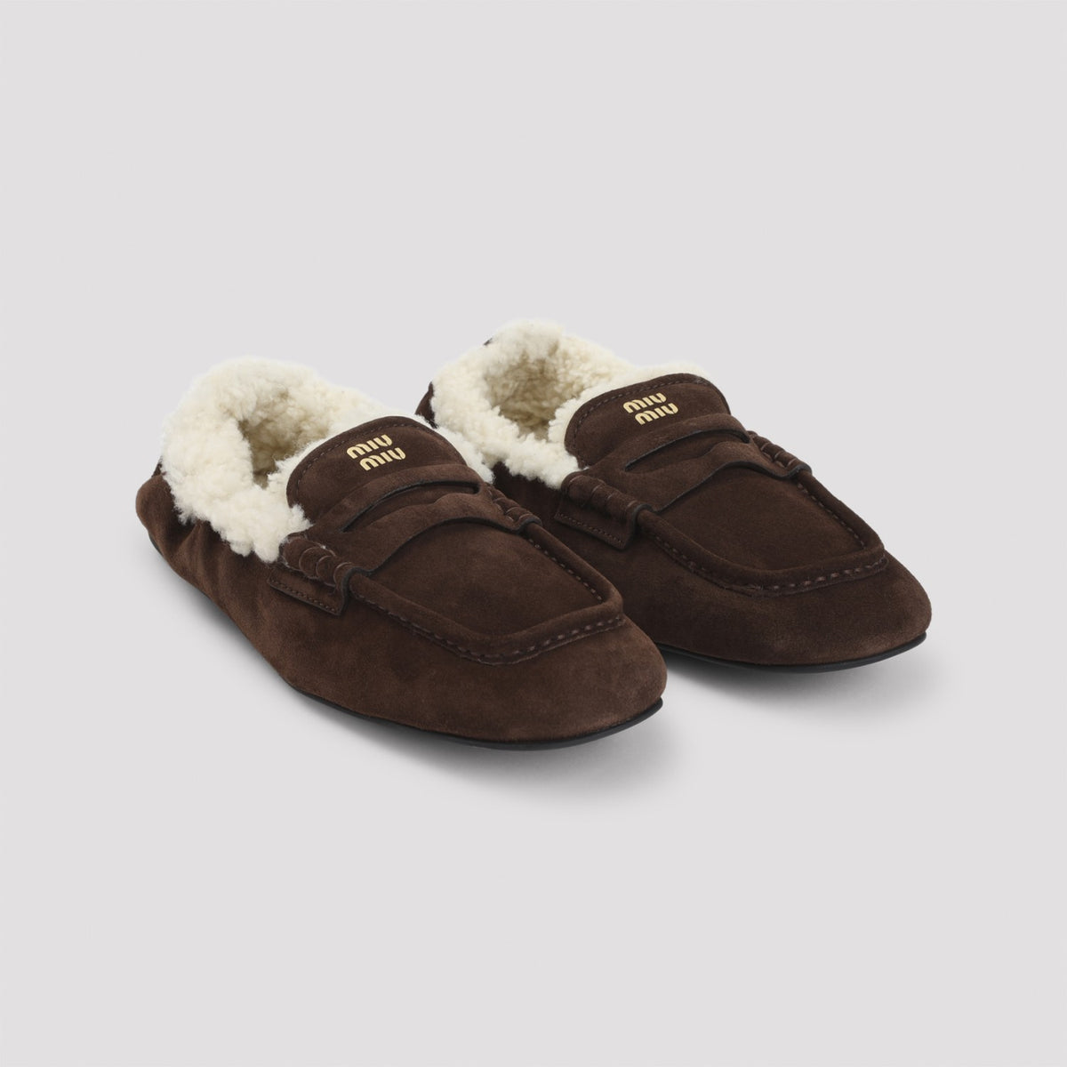 MIU MIU Women's Suede Loafers in Dark Brown