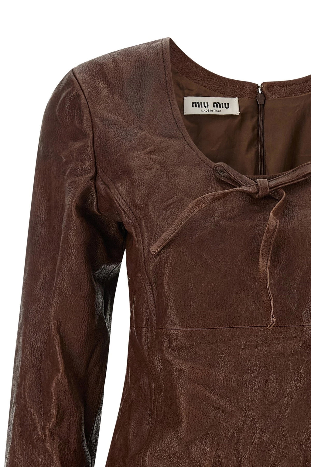 MIU MIU Women's Vintage Leather Dress in Brown
